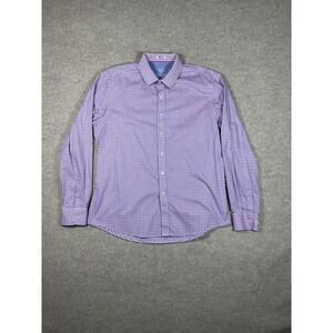 Bugatchi Shirt Mens X-Large Purple Plaid Shaped Fit Button Up Long Sleeve